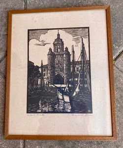RAYMOND ENART LITHO LA ROCHELLE THE BIG CLOCK NUMBERED AND SIGNED - Picture 1 of 10