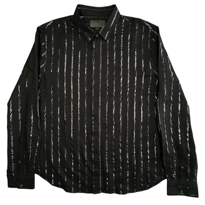 Camisa John Varvatos 25 Aniversario Rodney Para Hombres XL Negra Metálica Vertical NUEVA Foto 1 de 4