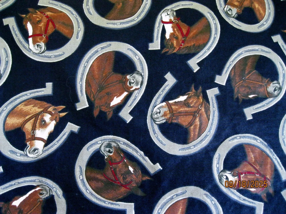 Horses and horseshoes on dark blue background from Cranston - Image 1 of 1