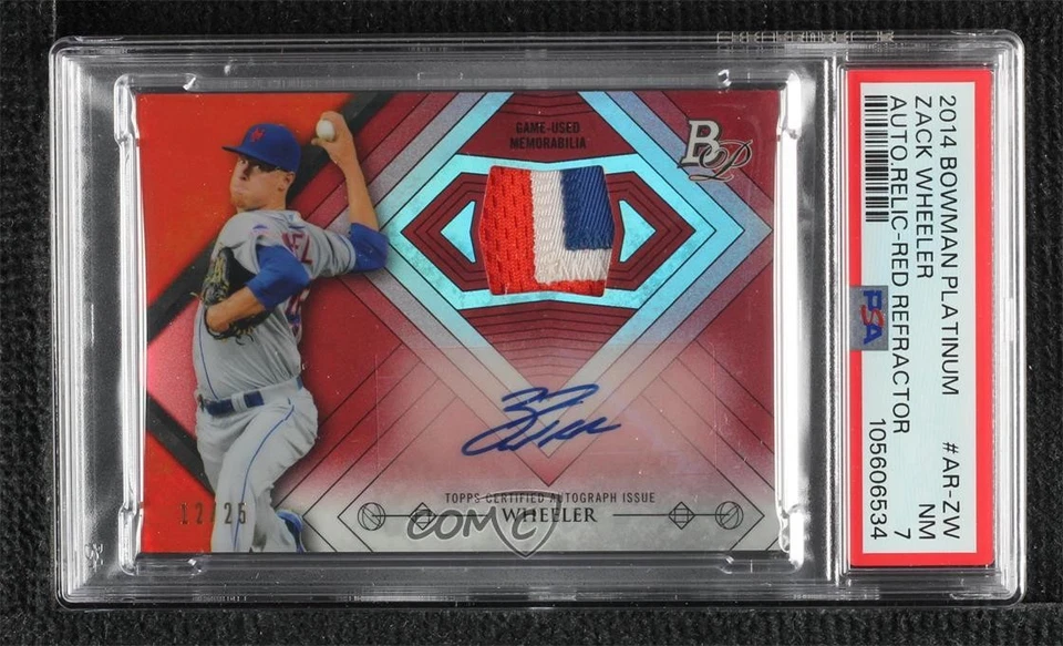 2014 Bowman Platinum Relics Red Refractor /25 Zack Wheeler #AR-ZW PSA 7 Auto - Image 1 of 2