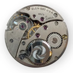 Elgin 683 Movement 17J Adj 12''' (≈23.7 mm) – Balance Appears Good – Donor  - Picture 1 of 2