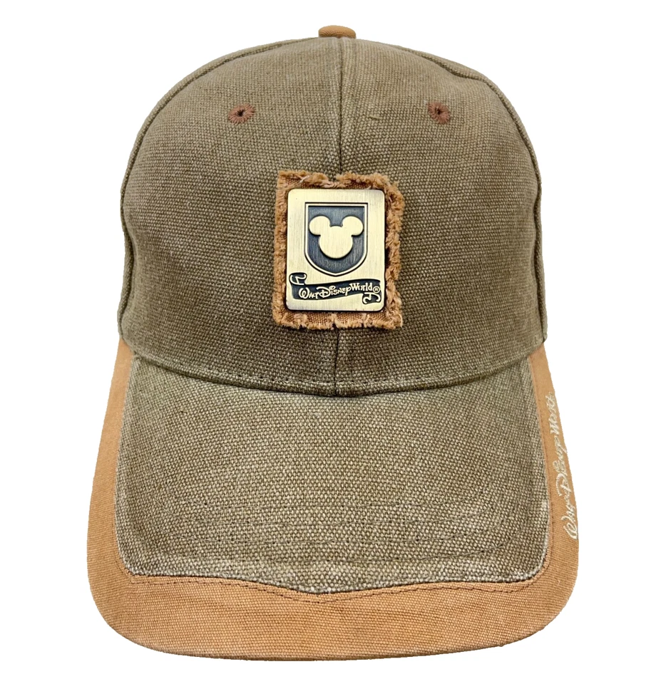 复古迪士尼帽子带背面橄榄绿色帆布迪士尼乐园度假区 Y2K 爸爸 — 第 1/4 张图片