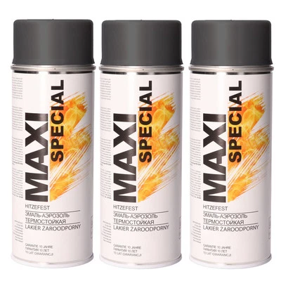 3x Thermolack Auspufflack Motorlack hitzebeständig Schwarz bis 800°C Spray 400ml - Bild 1 von 4