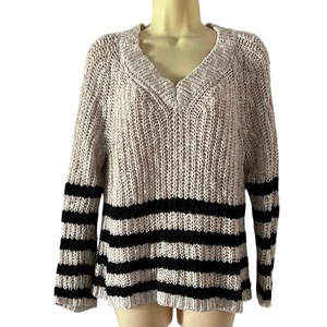 Maglione scollo a V American Eagle panna e nero morbido comodo - Foto 1 di 7