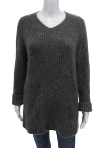 Miu Miu Womens Mohair Long Sleeves Pullover V Neck Sweater Gray Size EUR 40 - Picture 1 of 6