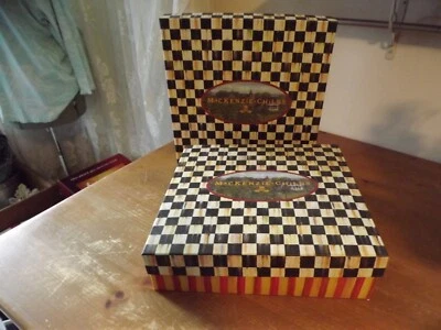 Mackenzie Childs Gift Box COURTLY CHECKS HEIRLOOM STRIPES 13.25" sq. w/ TISSUE - Image 1 of 4