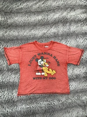 Disney s Mickey Mouse and Friends Woman Size L 12-14 Mickey and Pluto Red Tshirt - Image 1 of 4