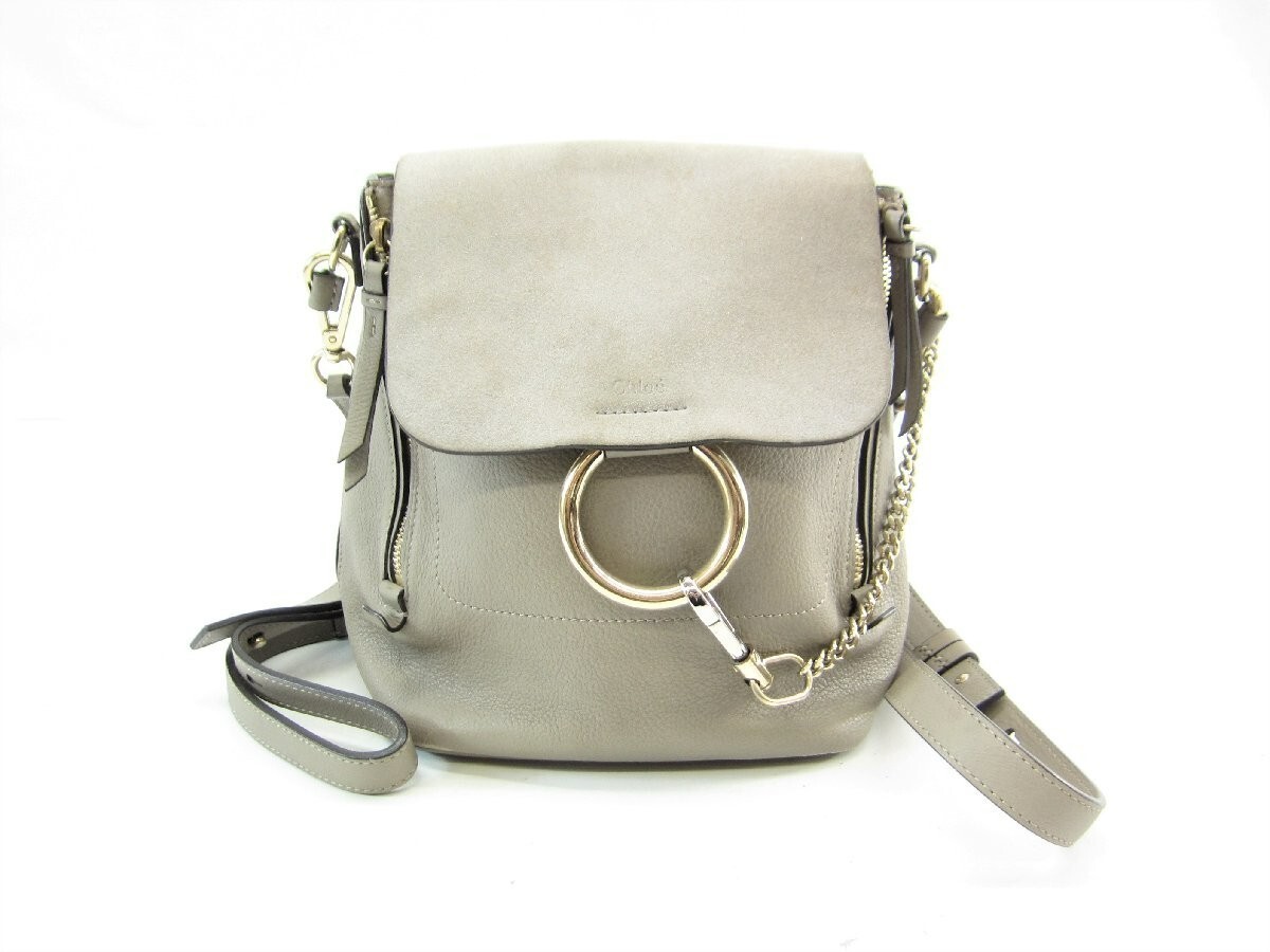 美品 Chloe レザー×スエード 2WAY ミニ 美味かっ リュックサック 