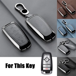 Zinc Alloy Leather Car Key Case Cover For Ford Edge Fusion Explorer F-150 F-450 - Picture 1 of 21