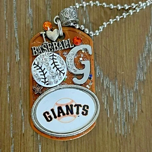 San Francisco Giants Glitter Dog Tag Necklace MLB Baseball Novelty Fan Jewelry  - Picture 1 of 6