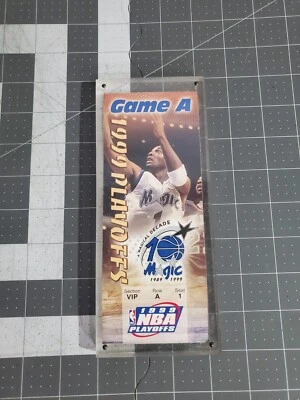 1999 Orlando Magic Commemorative 10th Year Anniv. Playoff Ticket in Acrylic - Image 1 of 4