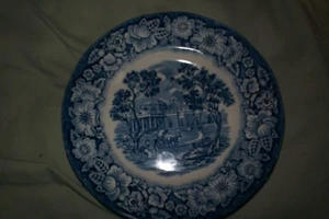 Liberty Blue Staffordshire 8 Monticello Bread Butter Dessert Plates 6” England - Picture 1 of 3