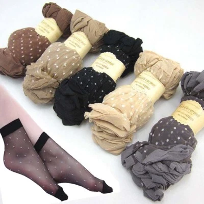 10 Paia Calze Trasparenti Con Motivo A Punti Morbide Invisibili_? - Immagine 1 di 4