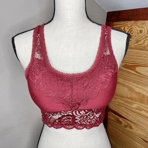 Altar’d State Intimates Burgundy Maroon Sheer Lace Bralette Small Medium - Picture 1 of 10