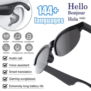AI Smart Translator Sunglasses Headphone Bluetooth 5.3 144+ Language Translation - Picture 1 of 17