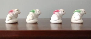 🌟 Lot 4er Set Vintage 1" Miniatur Kreidegeschirr Kreide Hasen Häschen Kaninchen - Bild 1 von 11