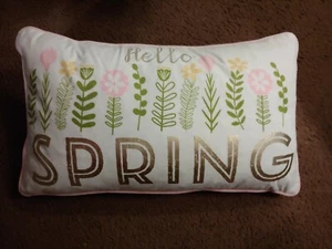 spring throw pillow pink and white rectangle shape home decor - Picture 1 of 4