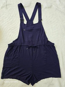 NEW Torrid Twill Tie Front Shortall Plus SZ/4X Navy Blue Romper Overalls NWT $59 - Picture 1 of 8