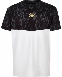 River Island Boys White Black Snake Print T-Shirt - Picture 1 of 3