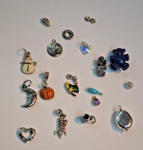 Lot of 18 Pendants, Charms, Etc. Cute Vintage Jewelry, Snowman/Turkey/Bear/Jeep - Picture 1 of 17