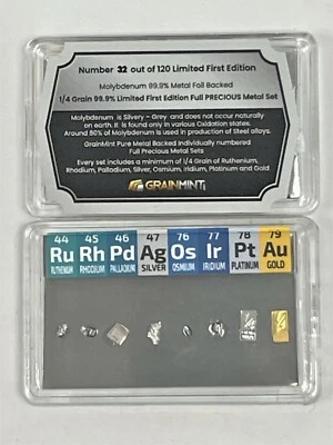 GM 1/4 Grano Rodio Iridio Osmio Paladio Oro Platino + Respaldo de Molibdeno Foto 1 de 4