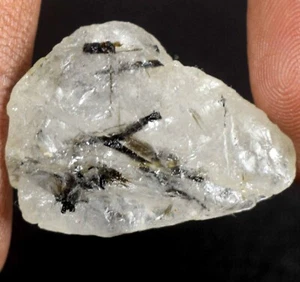 36.20 Ct Natural Black Rutile Quartz 30 x 23 mm Raw Gemstone Rough Healing Gift - Picture 1 of 9