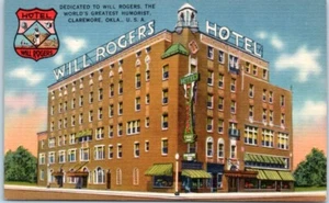 HOTEL WILL ROGERS Claremore, Oklahoma OK linen - Postcard - Picture 1 of 2