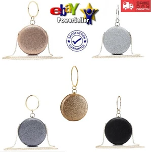 Nuova elegante borsa/sera glitter da donna rotonda con grande manico rotondo - Foto 1 di 17