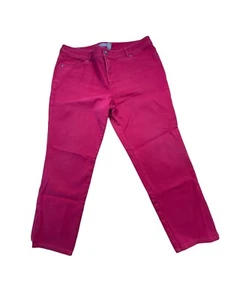 Chicos So Slimming Jeans Women's 3 Straight Leg Red Stretch Denim Zipper Ankle - Picture 1 of 10