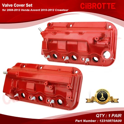 Juego de cubiertas de válvulas delanteras y traseras rojas para Honda Accord 2010-12 Crosstour 2008-2012 Foto 1 de 4