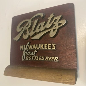 1940's BLATZ beer small wood/metal back bar sign MILWAUKEE - Picture 1 of 4