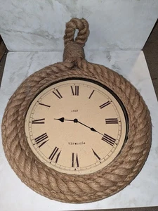 Rope Clock Wall Twisted Large Nautical Wall Jute Beige 23" X 17" Used Briefly - Picture 1 of 3