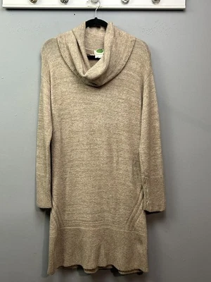 Vestido Suéter Anthropologie Mujer Mediano Beige Capucha Cuello Túnica Mezcla Lana Tejido Foto 1 de 4