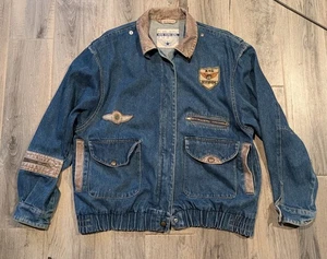 Vintage New York Girl Denim Jeansjacke L Patches 80er Jahre Reißverschlüsse Bomber - Bild 1 von 7