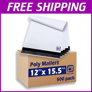 500 Stück Weiß Poly Versandtaschen 12x15,5 Zoll - Bild 1 von 9