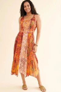 Earthbound orange Batik Spitze Fee Kleid Größen S/M/L/XL/1X/2X - Bild 1 von 5