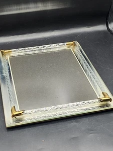 Vintage Murano Style Twisted Glass Rope Mirrored Glass Vanity Tray/Picture Frame - Picture 1 of 10