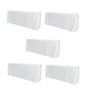 5-Pack White Polyester Rectangle Tablecloth 190gsm 90" x 132" by Chivari - Picture 1 of 9