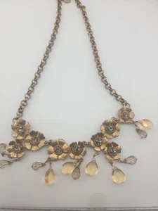 J CREW signierte Vintage Kristall Midnight Floral Statement Halskette - Bild 1 von 5