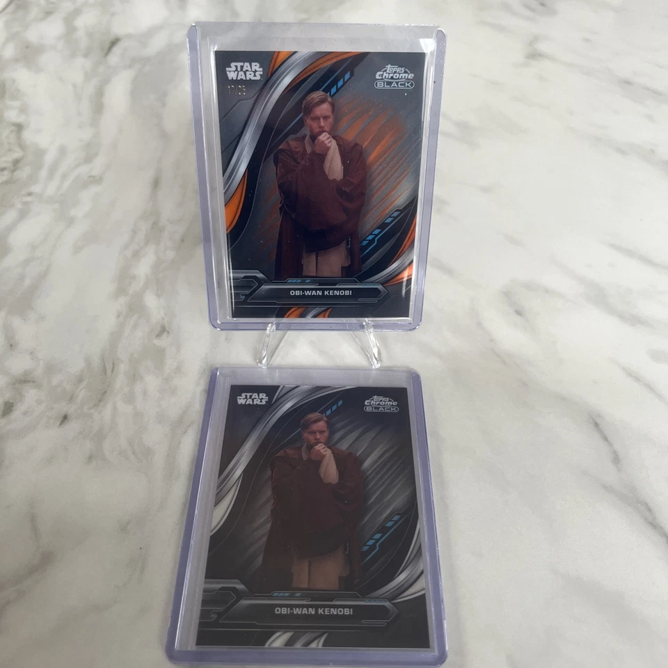 Star Wars Topps Chrome Black Obi-Wan Kenobi 17/25 Orange Refractor + Base Card - Image 1 of 1