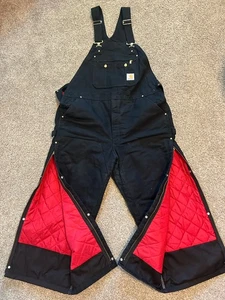Carhartt Overalls 42x28 Black R41 BLK Insulated Quilt Lined Workwear Double Knee - Picture 1 of 13