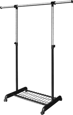 Heavy Duty Adjustable Clothes Rail with Wheels & Shelf – Chrome - Image 1 of 4