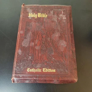 VTG 1956 Catholic Edition Red Leather LIGHT OF THE WORLD EDITION Holy Bible - Bild 1 von 13