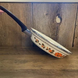 Vintage Sanko Ware Show Pans 9.5" Skillet Porcelain Steel #2003 Japan - Picture 1 of 7