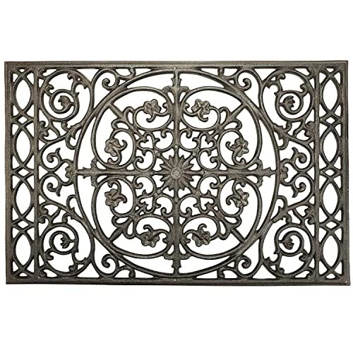 Sungmor Doormat Cast Iron Vintage Non-Slip Outside Rectangle Hollow Shoe Scraper