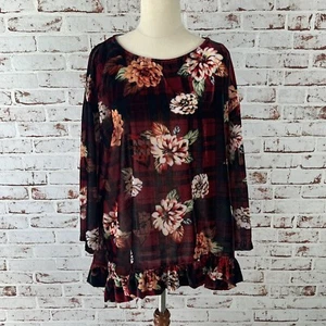 Curate by Trelise Cooper Womens Size Small Viscose Velvet Swing Top Floral - Picture 1 of 8