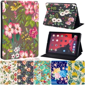 Printed Flower PU Leather Tablet Stand Cover Case For Apple iPad/mini/Air/Pro - Picture 1 of 17