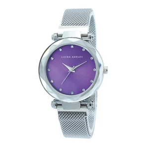 Laura Ashley Women's 36mm Mesh Strap Facet Bezel Magnet Clasp Watch (LA31096) - Picture 1 of 10