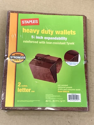 2 Pack ~ Staples 5.25” Thick Expanding Wallets. ~ Letter Size ~ New Sealed. - Image 1 of 4
