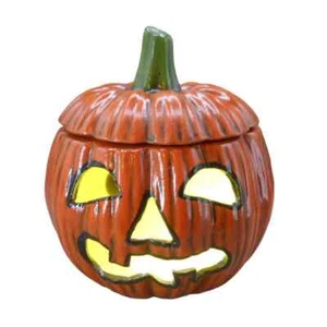 Vintage Jack O'Lantern Halloween Pumpkin 5" Round 5.5" Tall w/Hole for Light - Picture 1 of 10